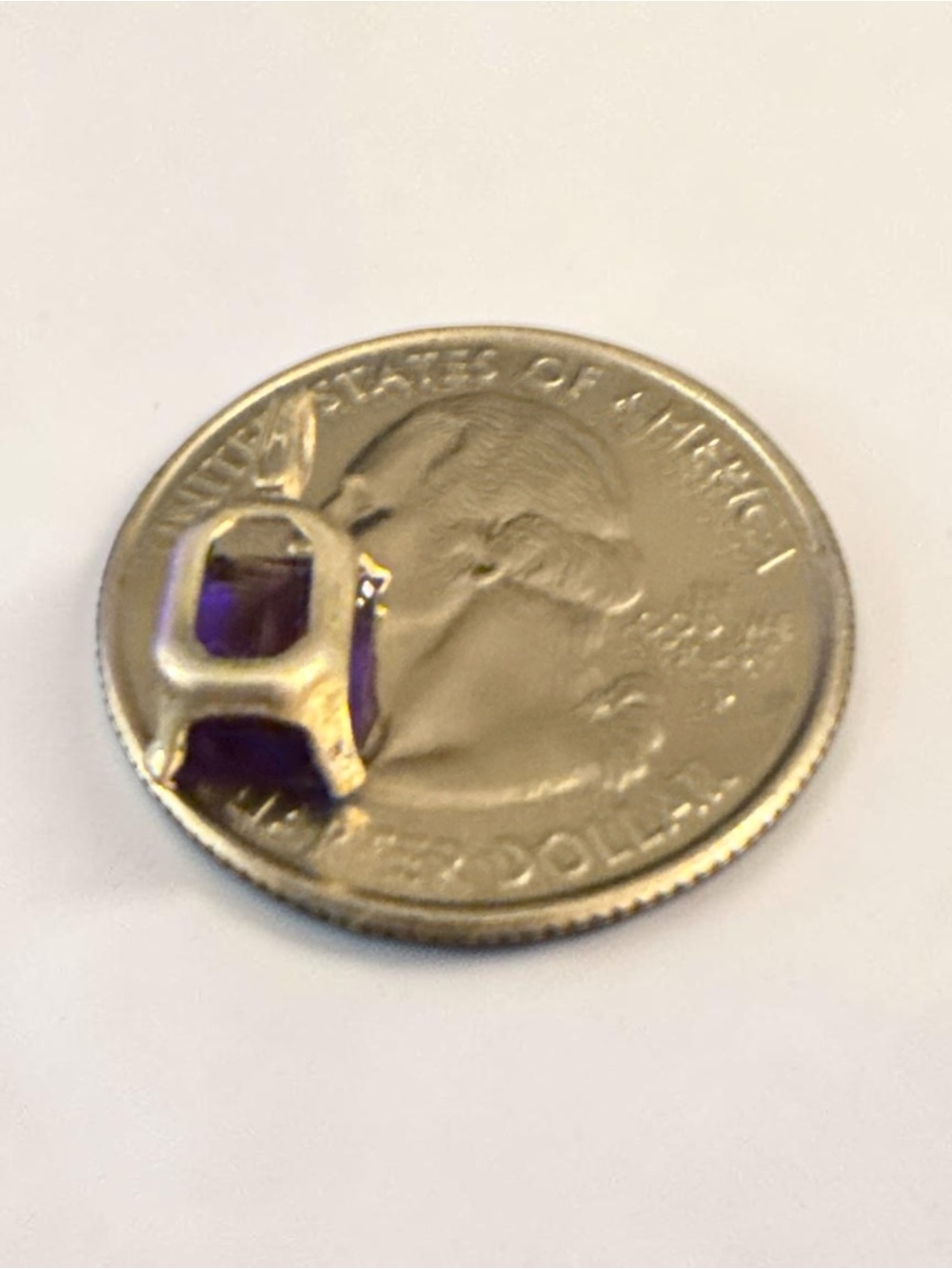 Vintage Amethyst Pendant Emerald Cut Amethyst Silver Tone Open Back Setting - Picture 5 of 5